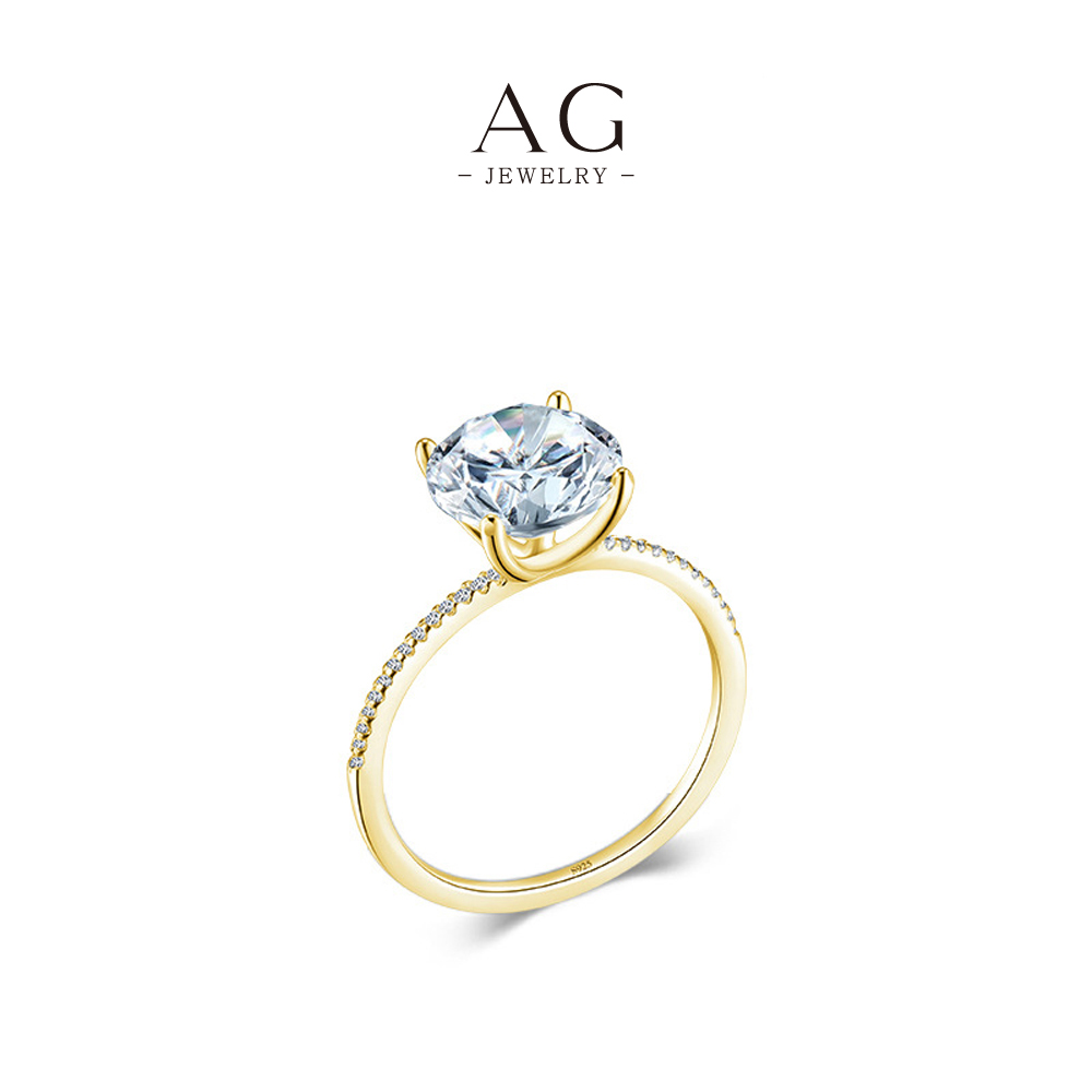 AG JEWELRY Solitaire Zircon Engagement Ring 925 Sterling Silver Bridal Jewelry AGRHR355