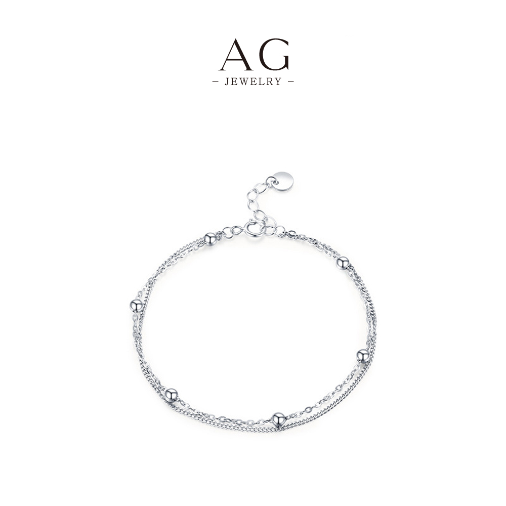 AG Beaded Stretch Bracelet 925 Sterling Silver Stackable Boho Style Jewelry AGRHB780