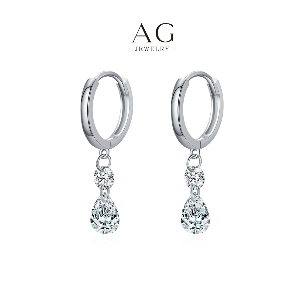 AG Sparkling Zircon Dangling Drop Earrings 925 Sterling Silver Women Elegant Party Jewelry AGRHE1735