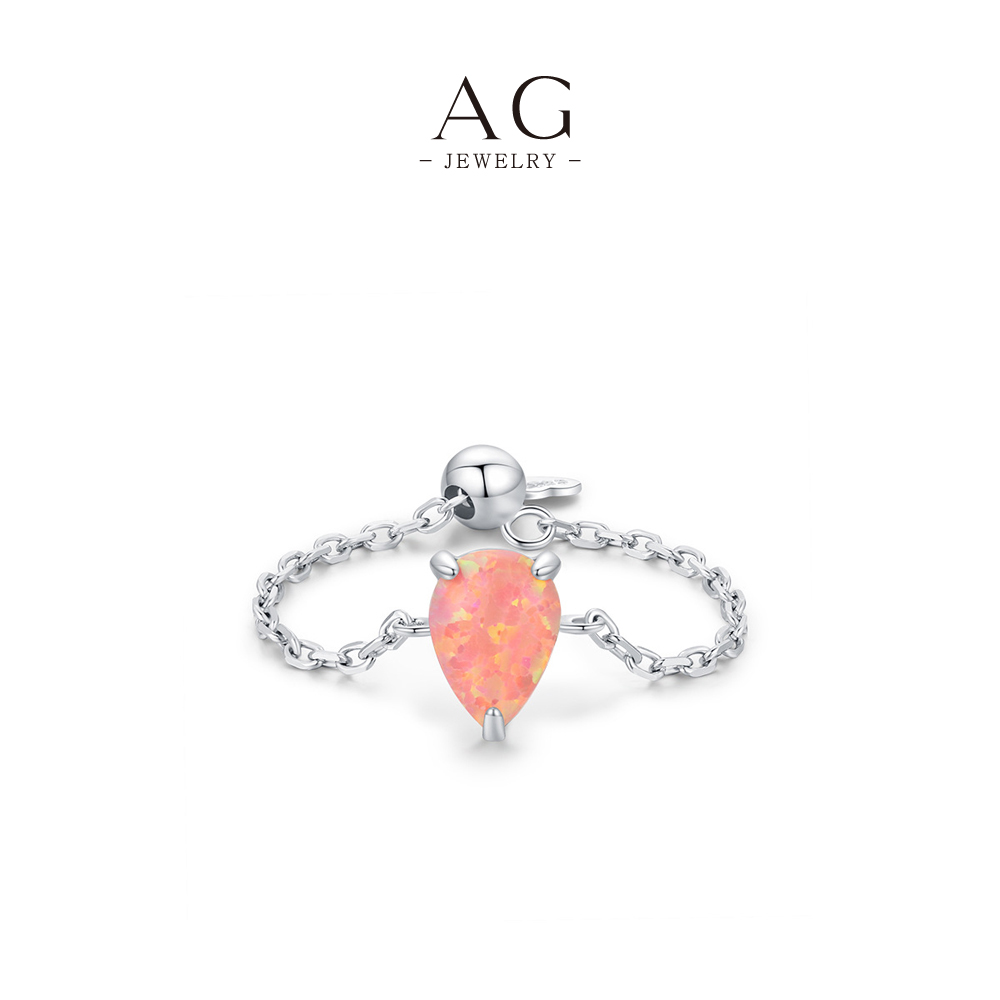 AG JEWELRY Adjustable Opal Ring 925 Sterling Silver Magic Slide Jewelry AGRHR1324