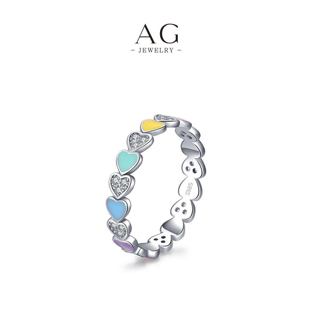 AG Heart Shaped Ring 925 Sterling Silver Romantic Token Jewelry AGRHR813