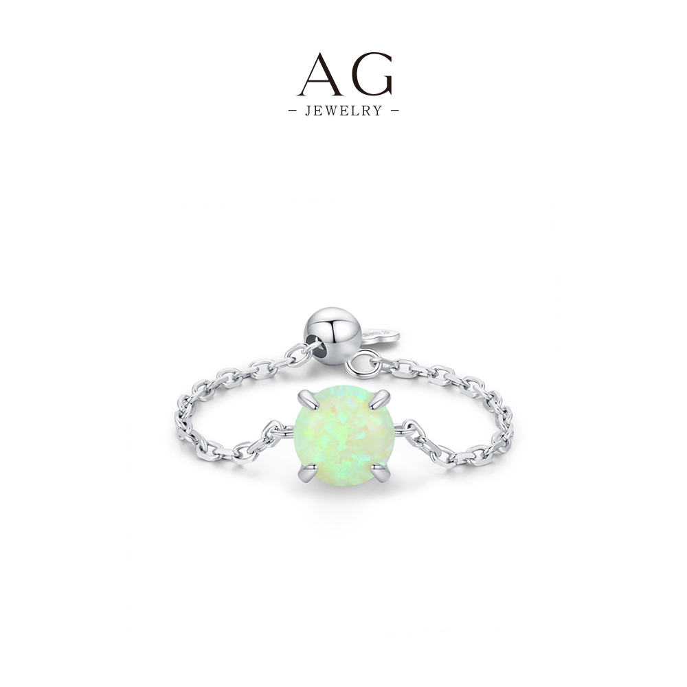 AG JEWELRY Adjustable Opal Ring 925 Sterling Silver Magic Slide Jewelry AGRHR1323
