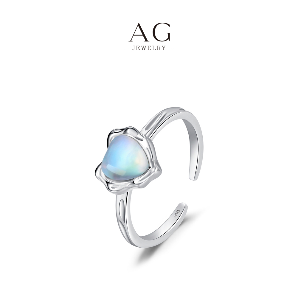 AG Heart Moonstone Ring 925 Sterling Silver Mystical Love Jewelry AGRHR1515