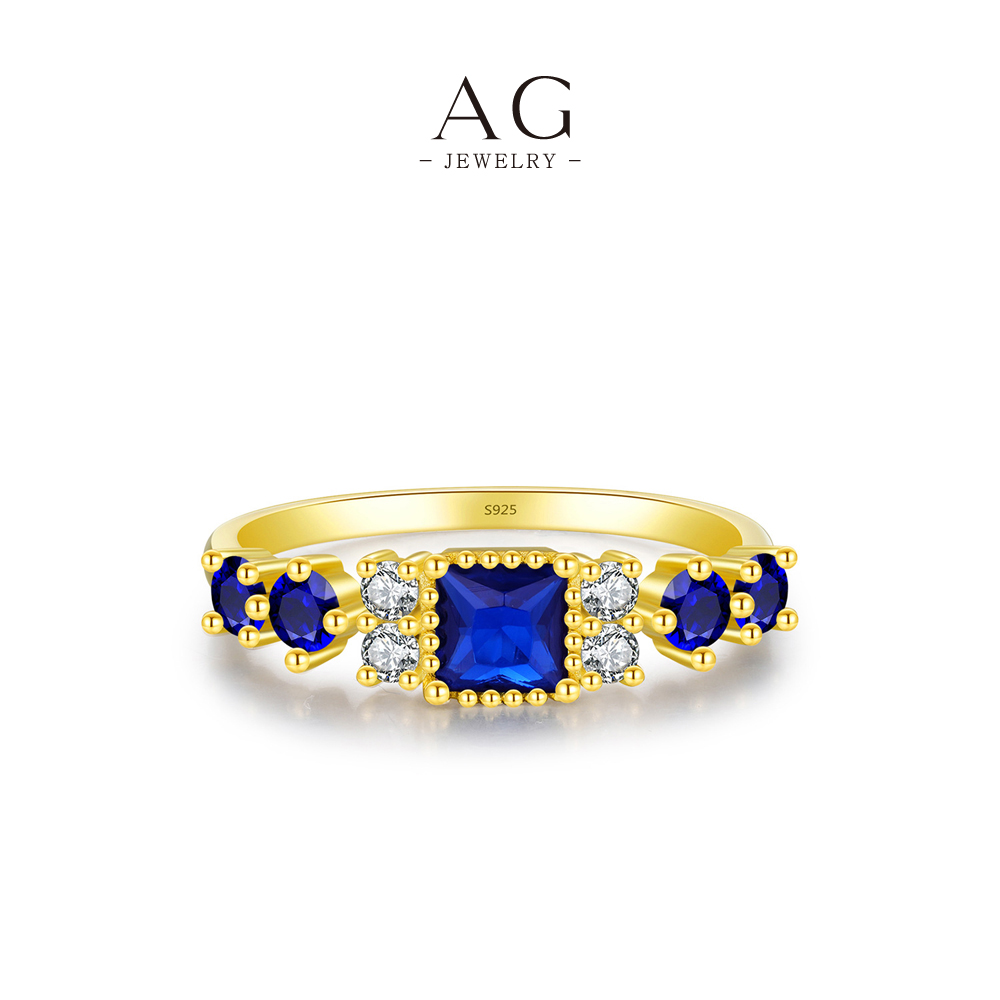 AG Royal Navy Zircon Statement Ring 925 Sterling Silver Imperial Splendor Jewelry AGRHR1633