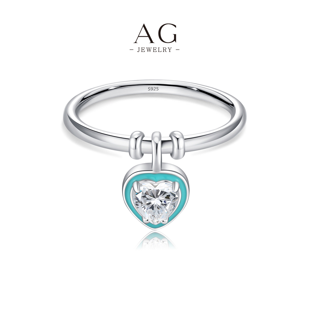 AG Charm Holder Ring 925 Sterling Silver Storytelling Stackable Jewelry AGRHR1611