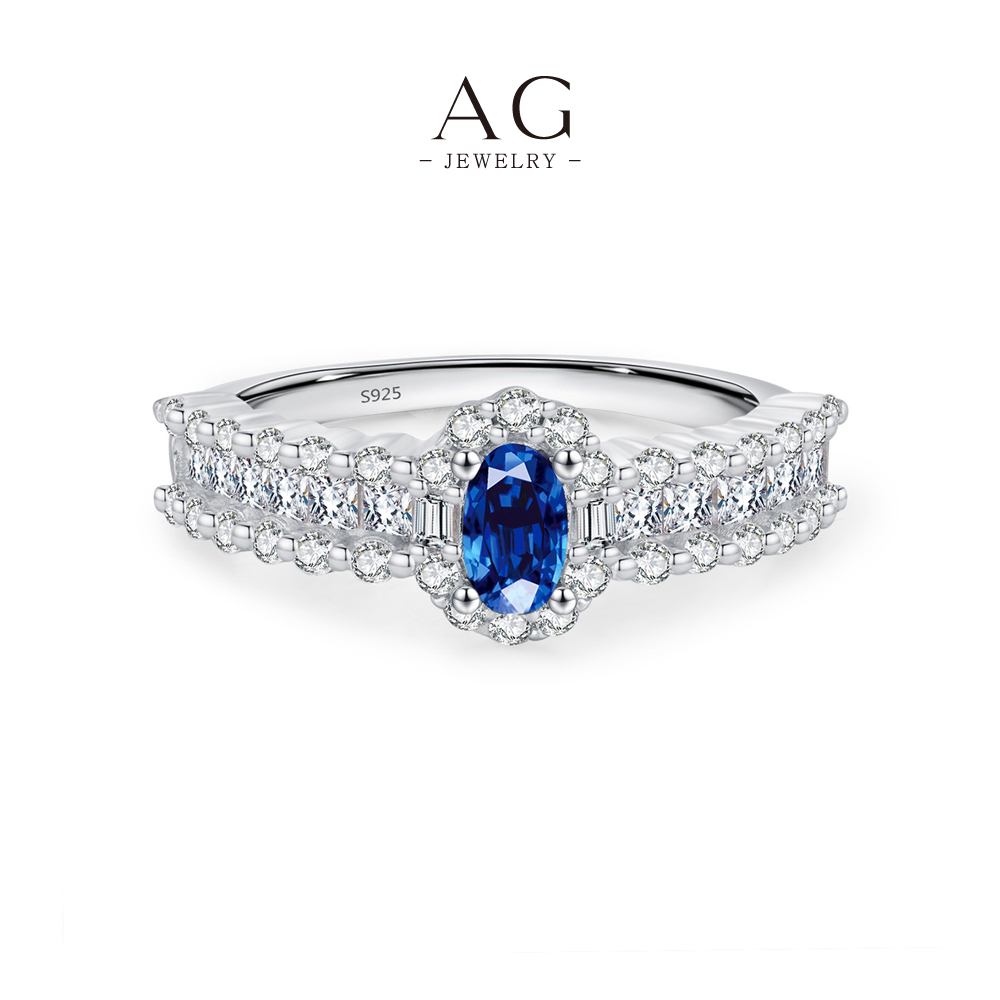 AG Princess Cut Navy Zircon Ring 925 Sterling Silver Royal Blue Jewelry AGRHR1664