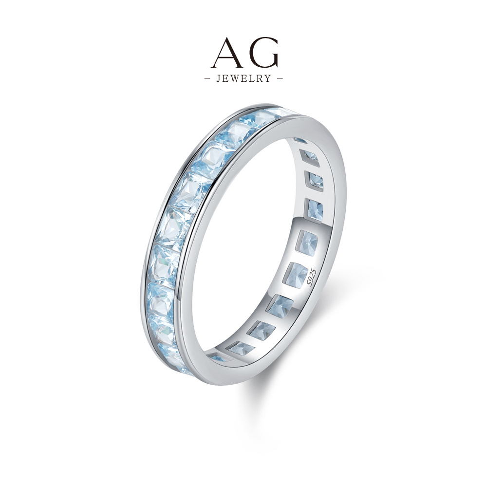 AG JEWELRY Sea Blue Zircon Ring 925 Sterling Silver Ocean Tone Jewelry AGRHR1783 