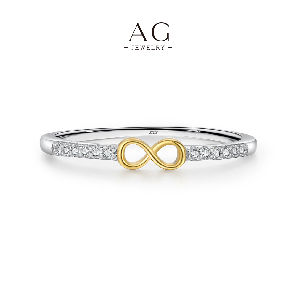 AG Two Tone Plated Infinity Ring 925 Sterling Silver Modern Love Token AGRHR1756