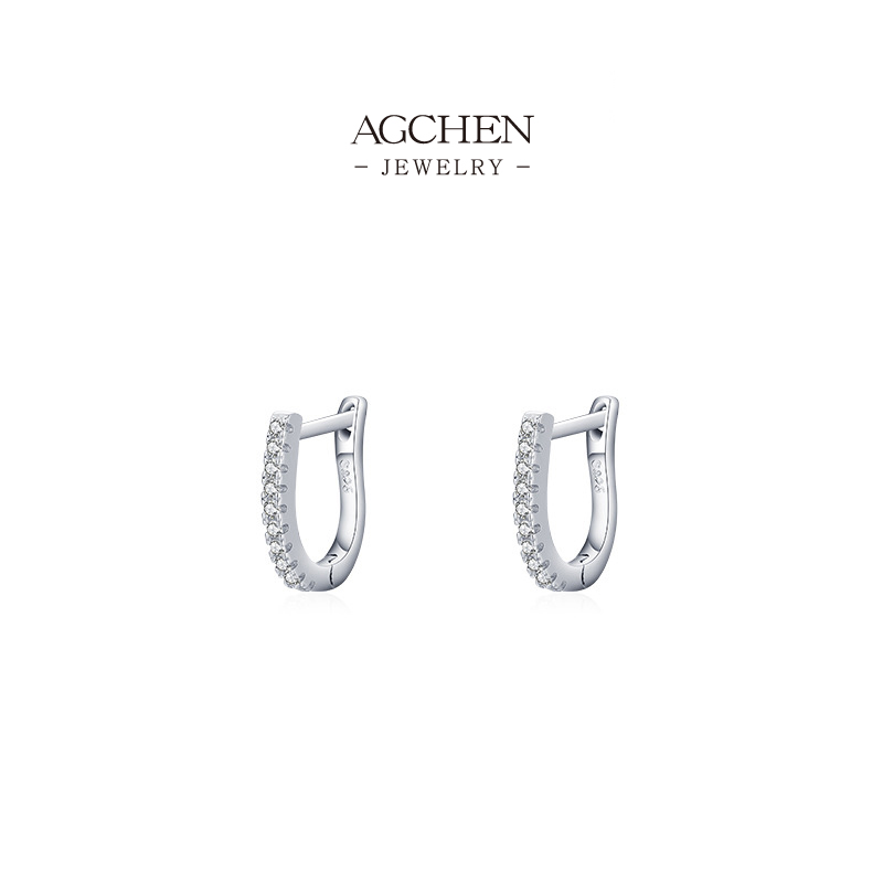 AGCHEN Precision Cut Zircon Earrings 925 Sterling Silver Fine Craftsmanship Jewelry AGE2735