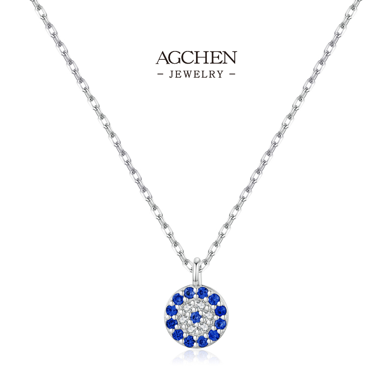 AGCHEN Evil Eye Protection Necklace 925 Sterling Silver Turkish Nazar Boncuj Gift AGD3908