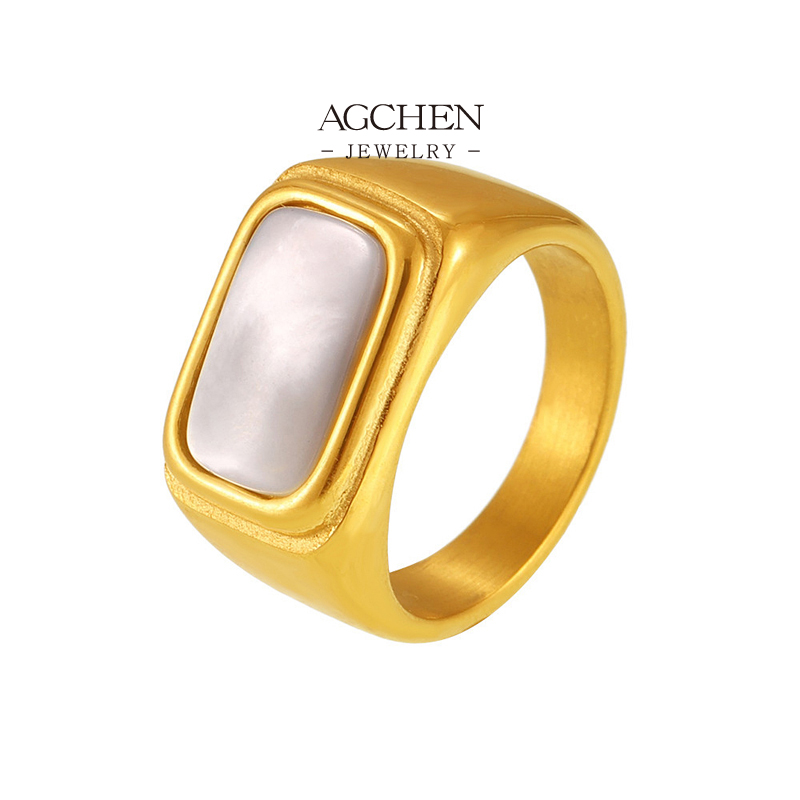 AGCHEN Stainless Steel Shell Ring Beach Theme Jewelry OEM Service Worldwide Shipping AGA255