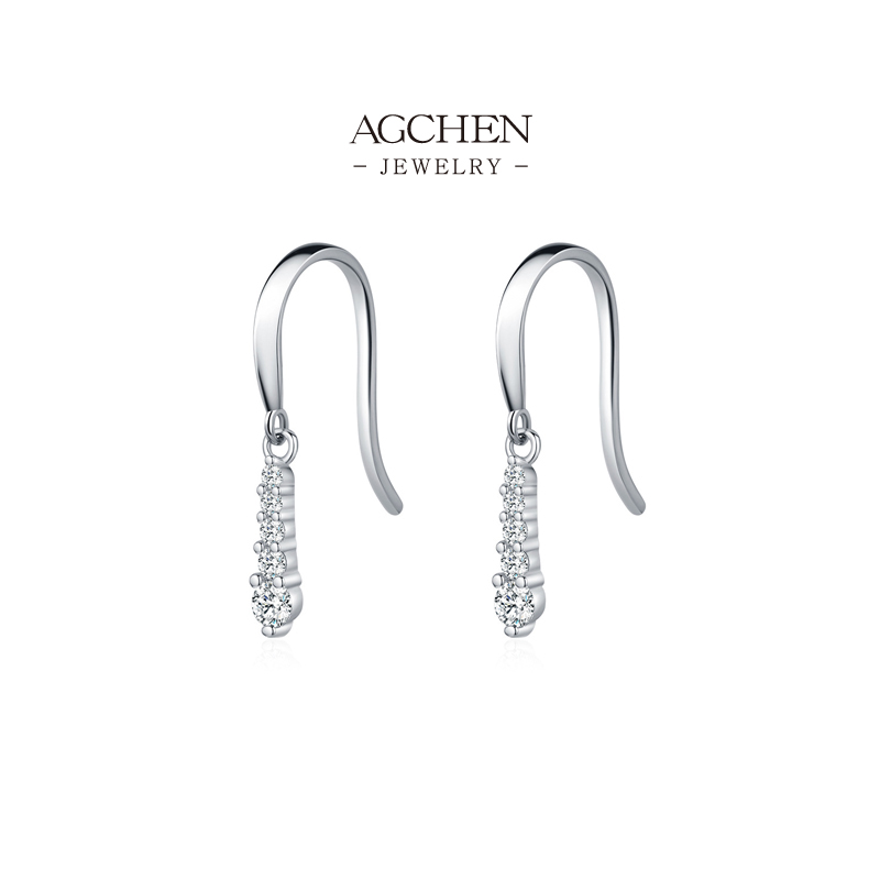 AGCHEN 925 Sterling Silver Zircon Stud Earrings Timeless Elegance Collection AGMSE0077