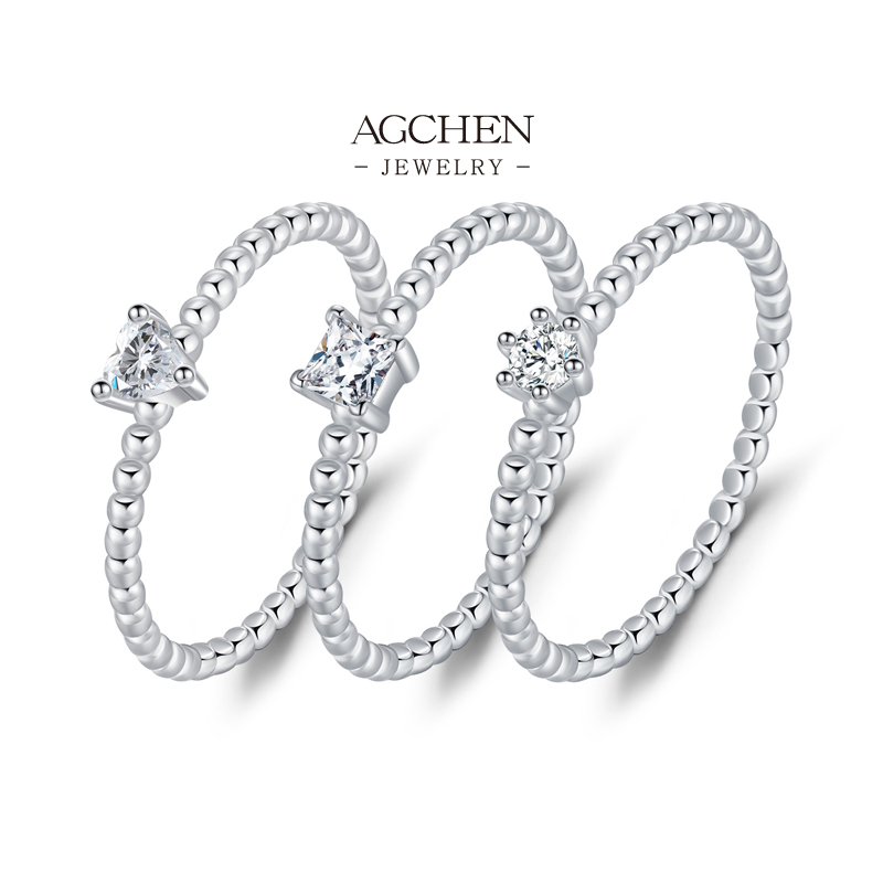 AGCHEN Illusion Setting Zircon Ring 925 Sterling Silver Floating Diamond Jewelry AGMSR0061