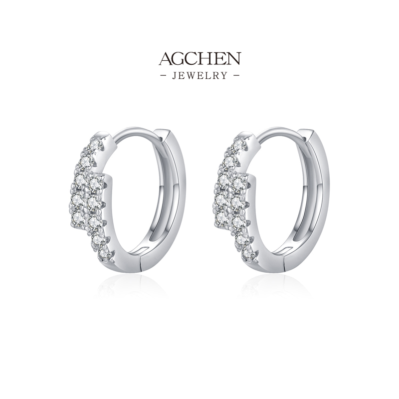AGCHEN 925 Sterling Silver Zircon Earrings Dainty Everyday Luxury Gift for Women AGMSE0093