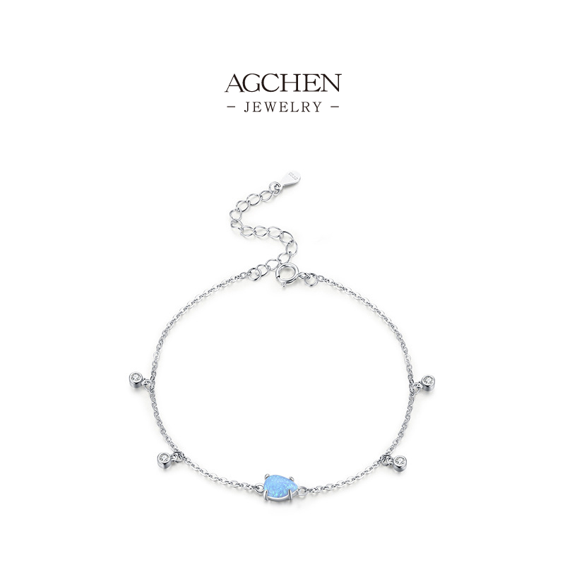 AGCHEN Multi Charm Drop Bracelet 925 Sterling Silver Layered Statement Jewelry AGRHB1258
