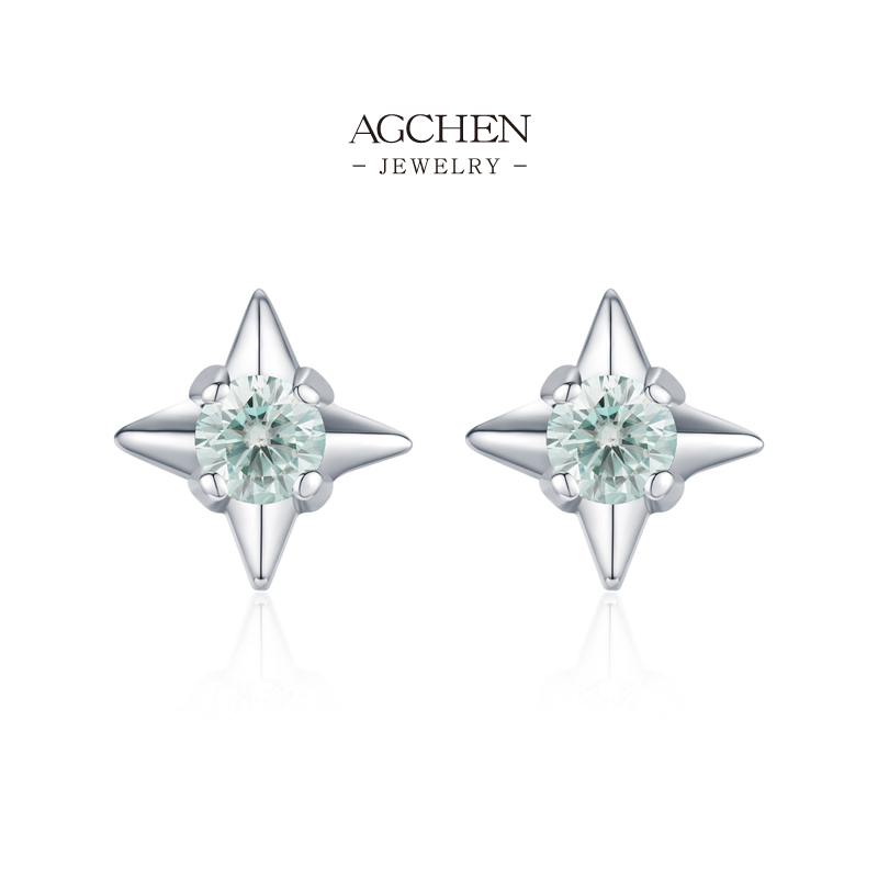 AGCHEN Pastel Green Zircon Earrings 925 Sterling Silver Spring Garden Jewelry Collection AGMSE0103