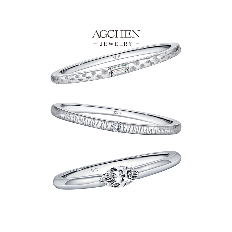 AGCHEN JEWELRY His & Hers Matching Bands 925 Sterling Silver Couples Eternal Set AGRHR1713