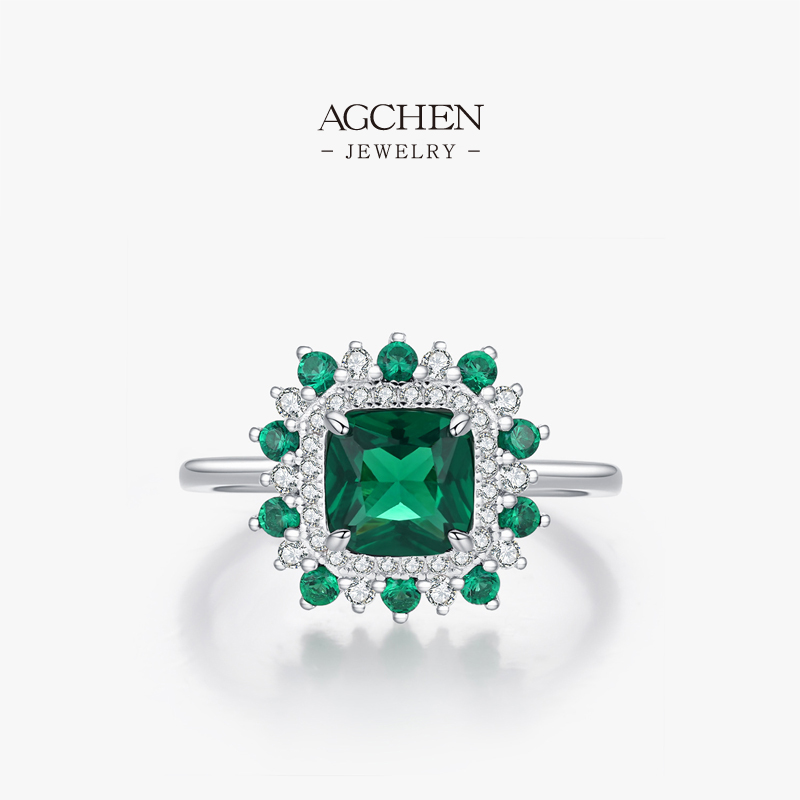 AGCHEN JEWELRY Paradise Duo Zircon Ring 925 Sterling Silver Tropical Sunset Jewelry AGRHR1794 