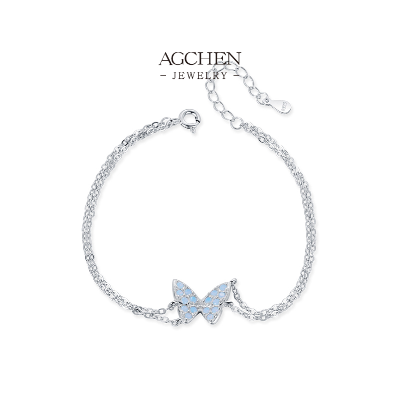 AGCHEN Butterfly Charm Bracelet 925 Sterling Silver Nature Inspired Jewelry AGRHB1814