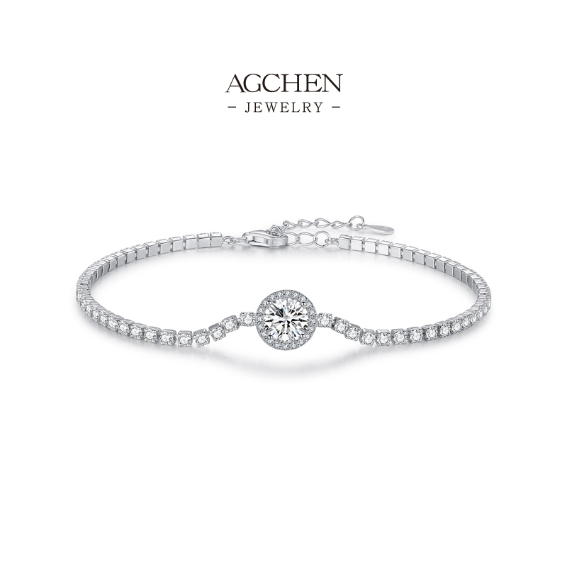 AGCHEN JEWELRY Classic Tennis Bracelet 925 Sterling Silver Best Selling Eternal Sparkle Jewelry AGRHB1684
