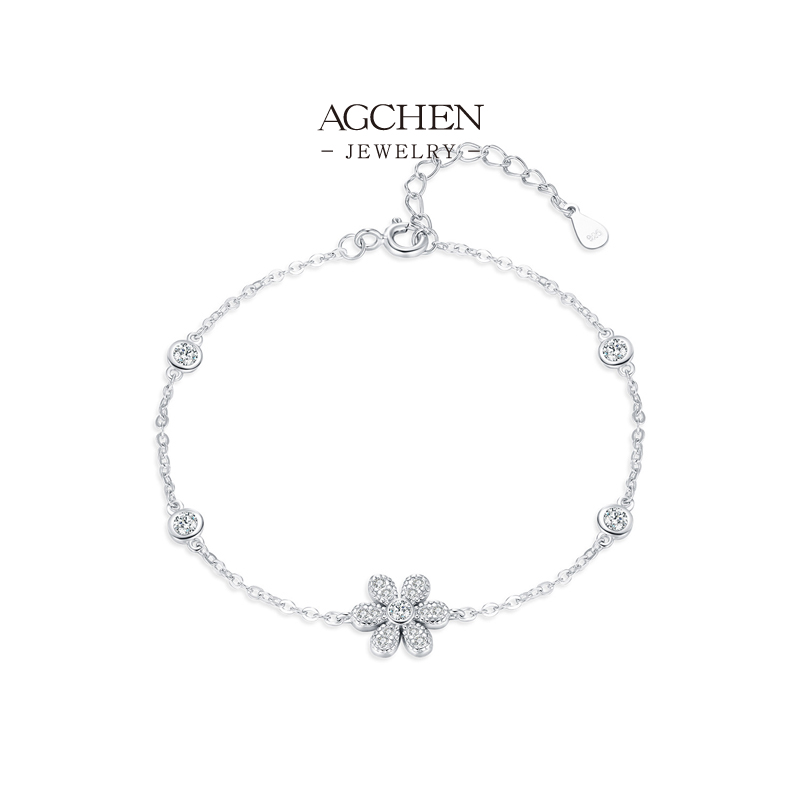AGCHEN Floral Engraved Bangle 925 Sterling Silver Botanical Jewelry Collection AGRHB1873