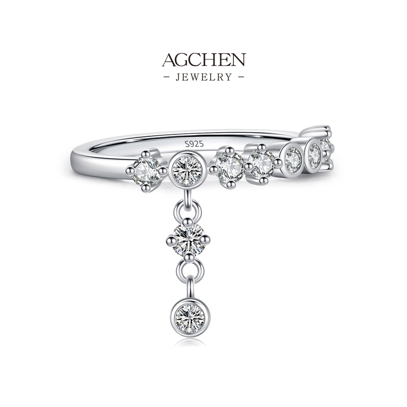AGCHEN Shooting Star Ring 925 Sterling Silver Celestial Wish Jewelry AGRHR1870