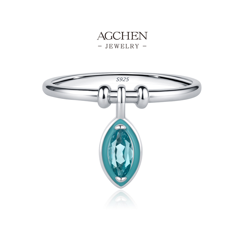 AGCHEN Charm Gallery Ring 925 Sterling Silver Personal Story Jewelry AGRHR1835
