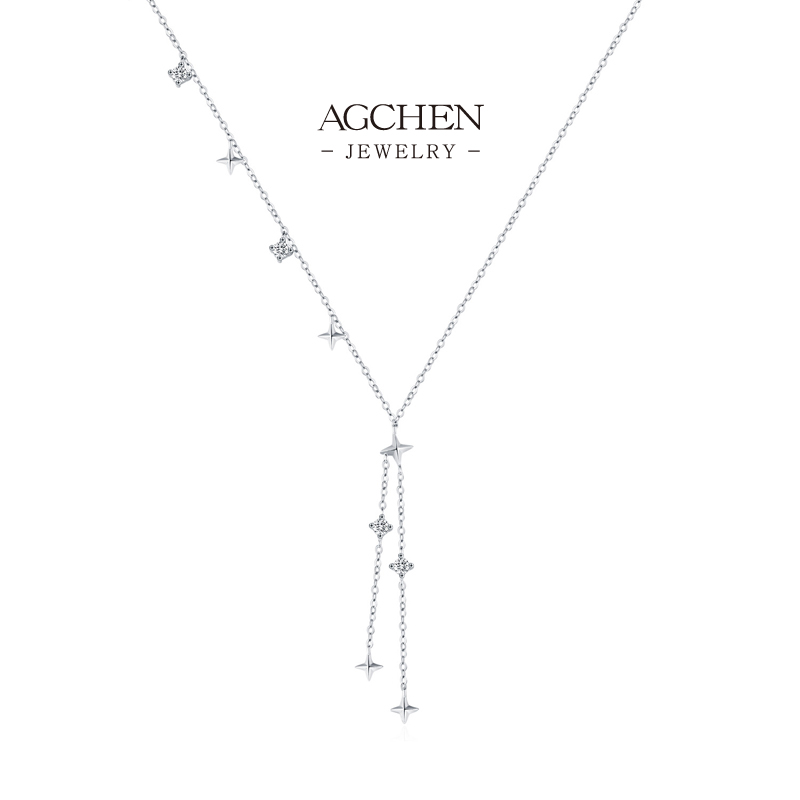 AGCHEN Luxury Crystal Zircon Wedding Necklace 925 Sterling Silver Bridal Tiara Collection AGRHN1864