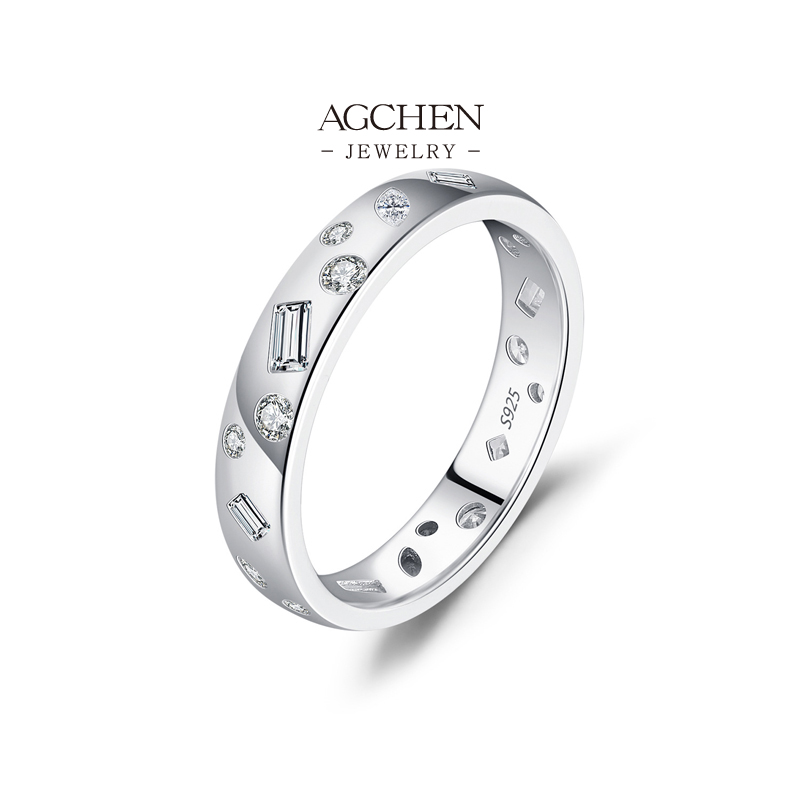 AGCHEN JEWELRY Raw Cut Zircon Ring 925 Sterling Silver Organic Modern Jewelry AGRHR1779