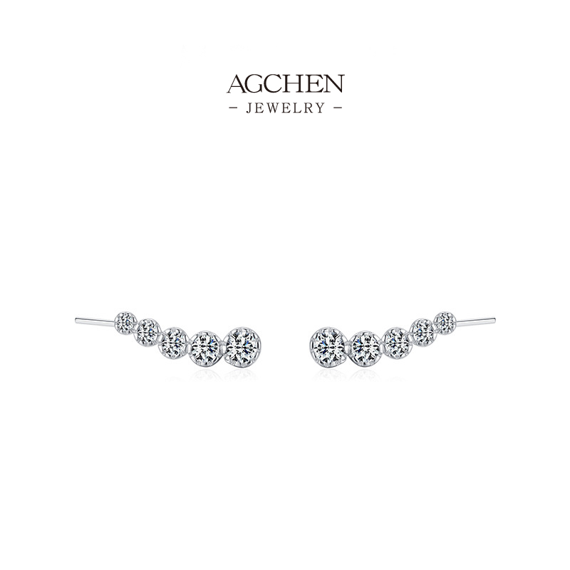 AGCHEN Graduated Zircon Earrings 925 Sterling Silver Cascading Diamond Alternative Jewelry AGRHE1213