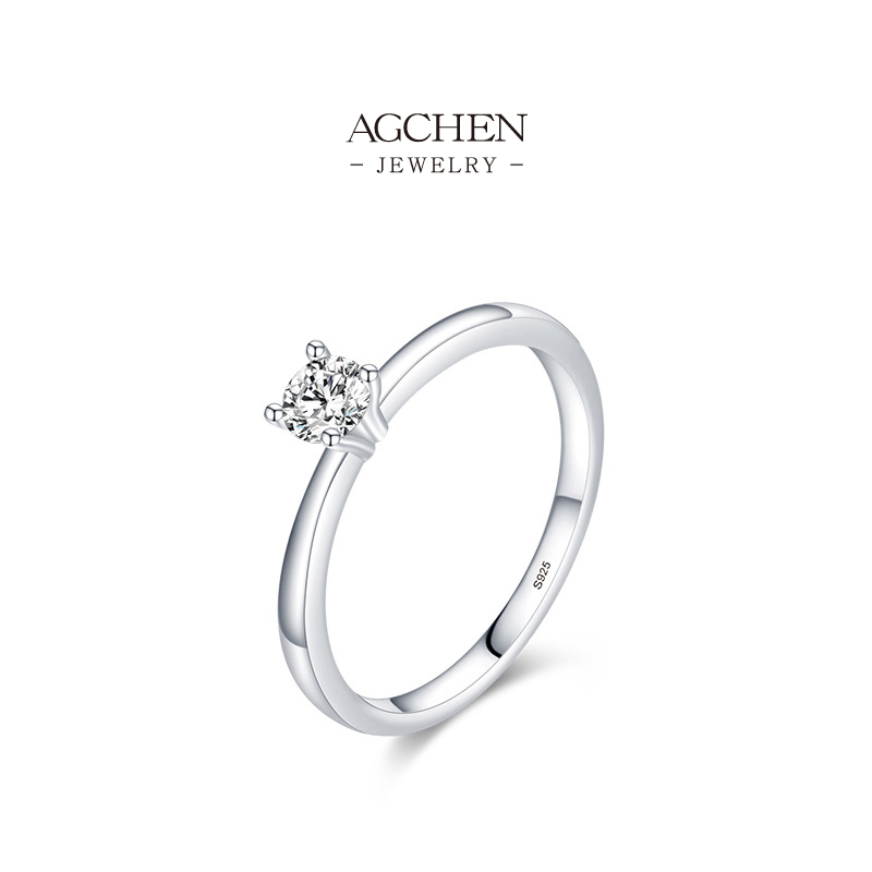 AGCHEN Modernist Carved Ring 925 Sterling Silver Architectural Line Jewelry AGRHR1118