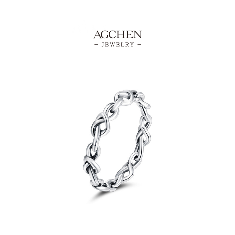 AGCHEN JEWELRY Twisted Metal Ring 925 Sterling Silver Sculptural Art Jewelry AGRHR622