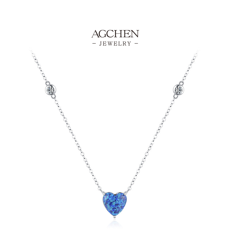 AGCHEN Multicolor Heart Birthstone Necklace 925 Sterling Silver Personalized Zodiac Gift AGRHN1230