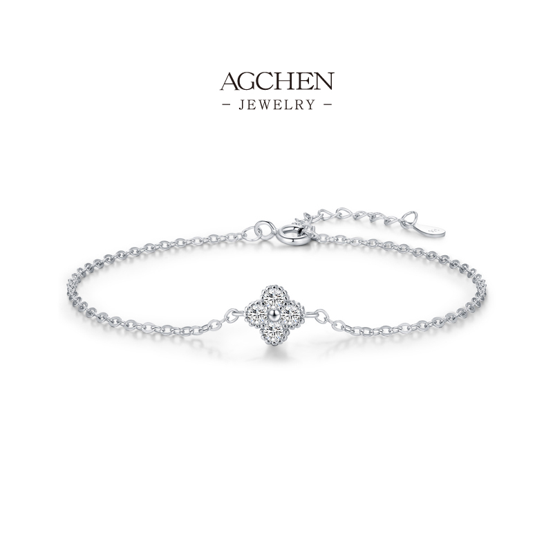 AGCHEN Floral Motif Bracelet 925 Sterling Silver Botanical Inspired Jewelry AGRHB1874