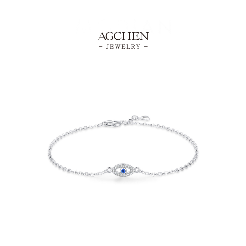 AGCHEN Evil Eye Bracelet 925 Sterling Silver Protective Talisman Jewelry AGRHB1402