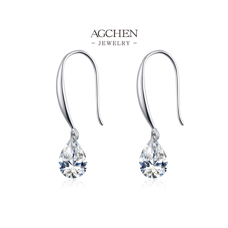AGCHEN Teardrop Zircon Earrings 925 Sterling Silver Eternal Elegance Jewelry AGRHE1827