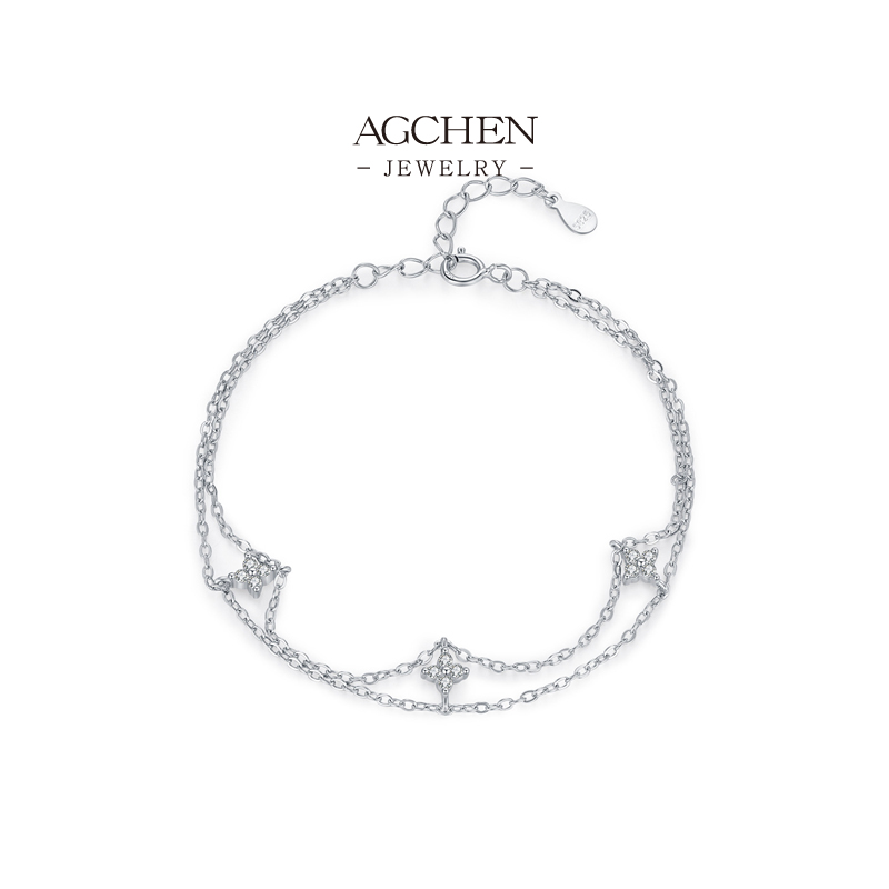 AGCHEN Crystal Zircon Tennis Bracelet 925 Sterling Silver Elegant Evening Jewelry AGRHB1677