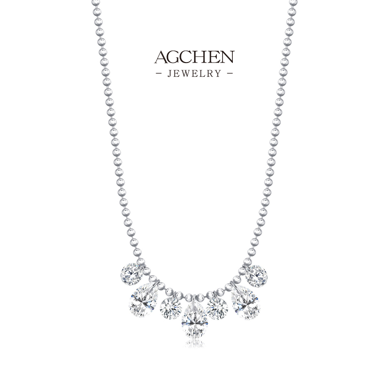 AGCHEN Luxury Crystal Zircon Wedding Necklace 925 Sterling Silver Bridal Tiara Collection AGRHN1831