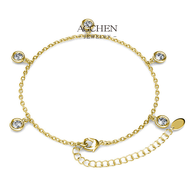 AGCHEN Five Zirconia Pendant Bracelet Elegant Stacking Jewelry AGDBS0022