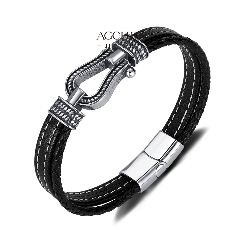 AGCHEN Men&rsquo;s Synthetic Leather Wristband Fashion Accessory Line Bulk Order Supplier AGPH1593