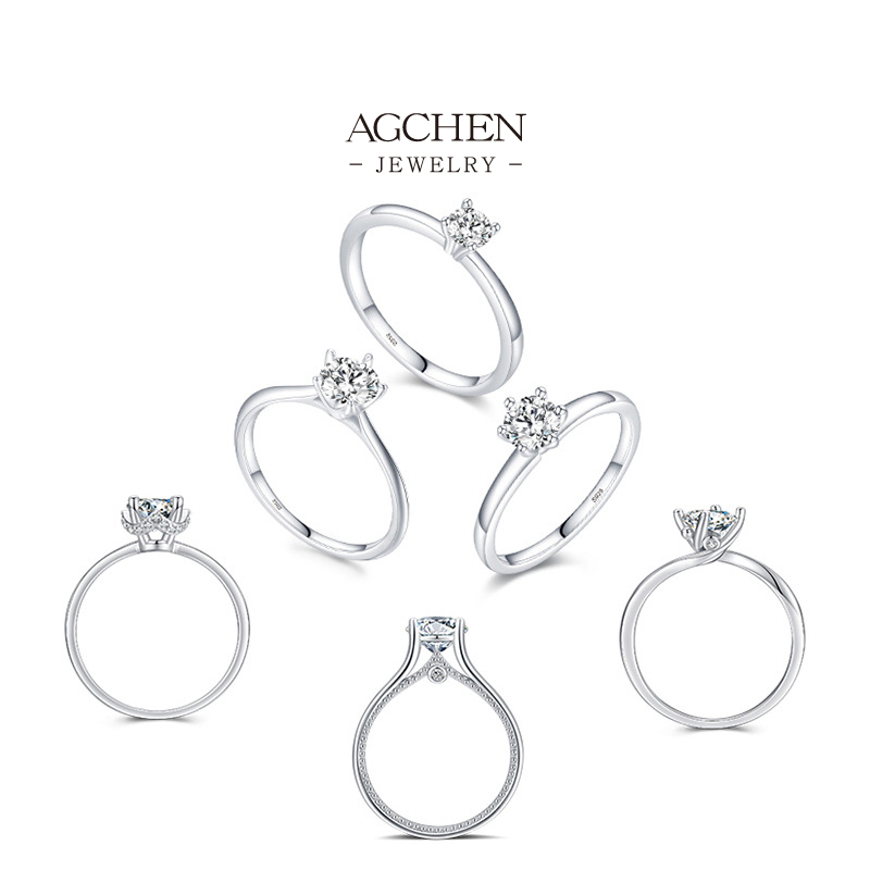 AGCHEN 925 Silver Classic Zirconia Ring Collection Timeless Solitaire Style Daily Wear AGRHR1092