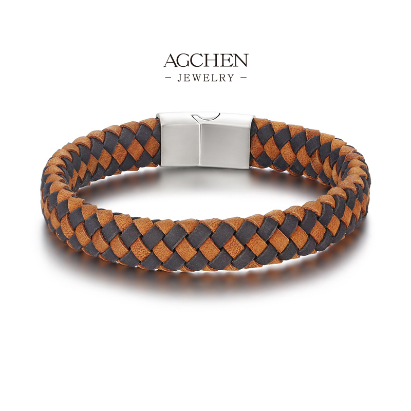 AGCHEN Men's PU Cord Bracelet Low Price Bulk Order Manufacturer AGYL642