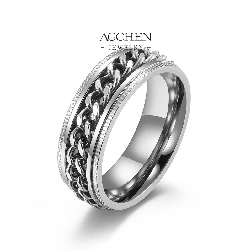 AGCHEN Men&rsquo;s Metal Band Ring Essential Collection Private Label AG JEWELRY AGJZ024