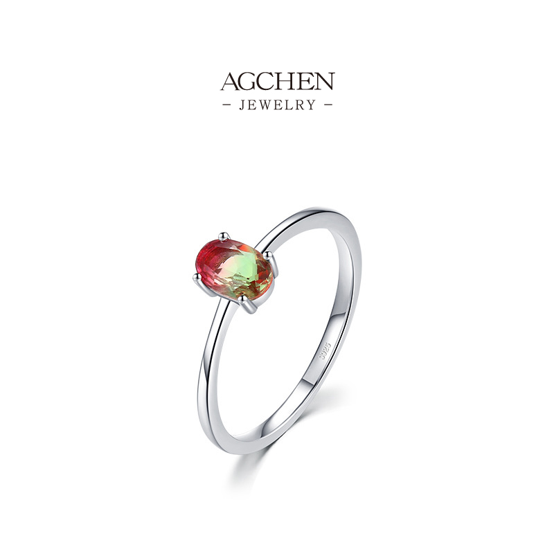 AGCHEN 925 Silver Aqua Blue Zirconia Ring Ocean Gemstone Jewelry Birthstone Gift For Her AGYGR1084