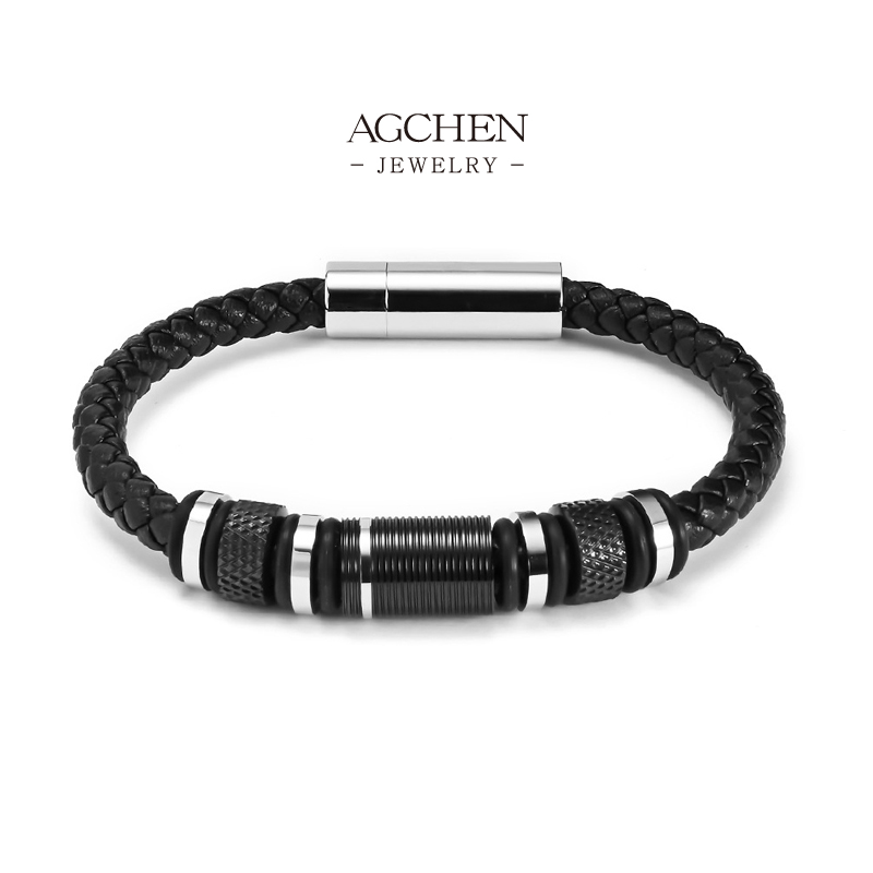 AGCHEN Men&lsquo;s Stainless Steel Braided Rope Bracelet Low Price Direct Factory Supplier AGSL049