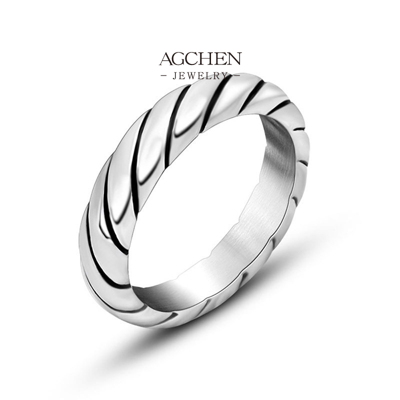 AGCHEN Men&lsquo;s Line Pattern Band Ring Geometric Jewelry Collection Wholesale Supplier AGSA773