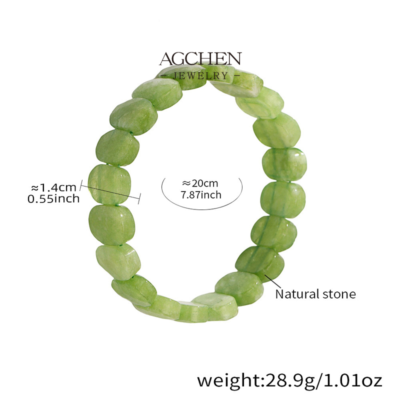 AGCHEN Stainless Steel Full Strand Natural Gemstone Bracelet Healing Crystal Energy AGE656