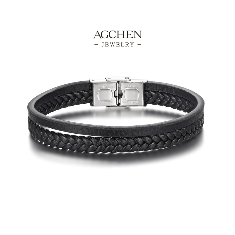 AGCHEN Men's PU Rope Bracelet Direct Factory Price OEM Service AG JEWELRY AGYL270