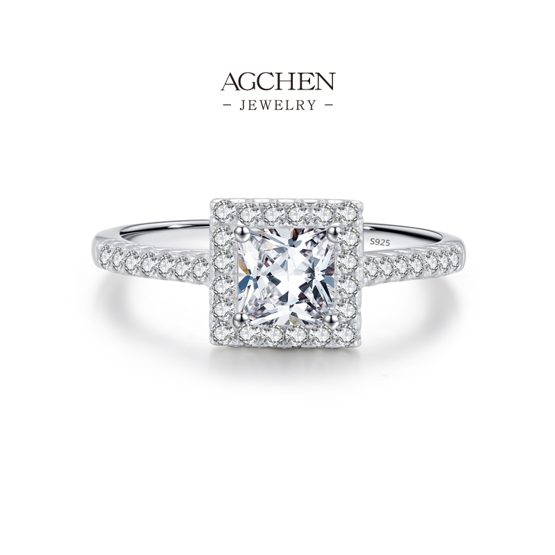 AGCHEN 925 Silver Birthstone Ring Personalized Gemstone Jewelry Month Color Gift AGRHR1556