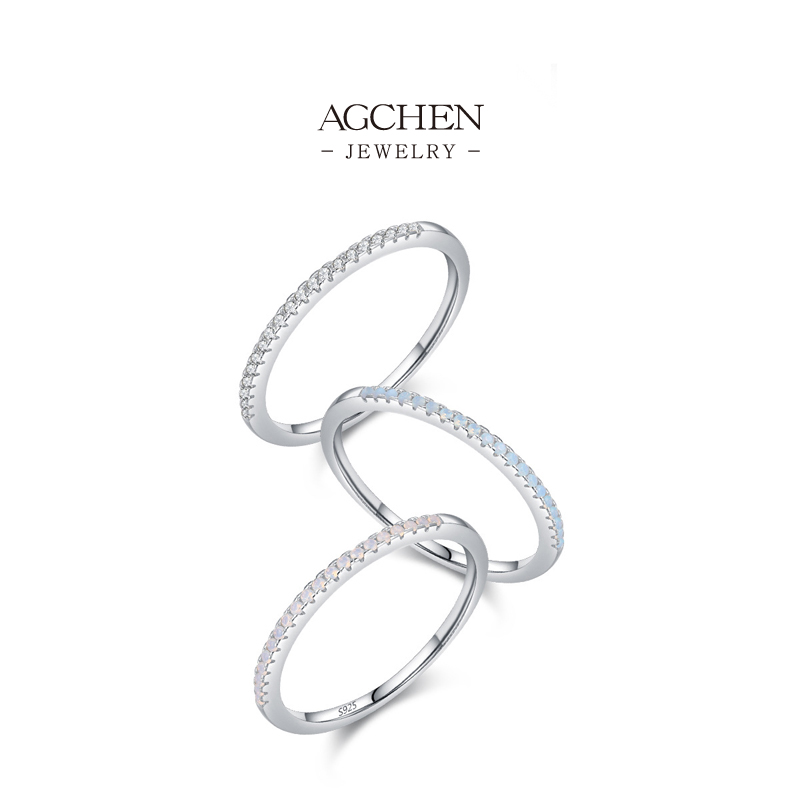 AGCHEN 925 Silver Minimalist Ring Dainty Thin Band Nickel Free Everyday Stacking Jewelry AGRHR1312
